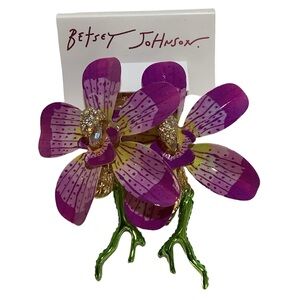 Betsey Johnson Mermaid Jewels Orchid Coral Statement Earrings New